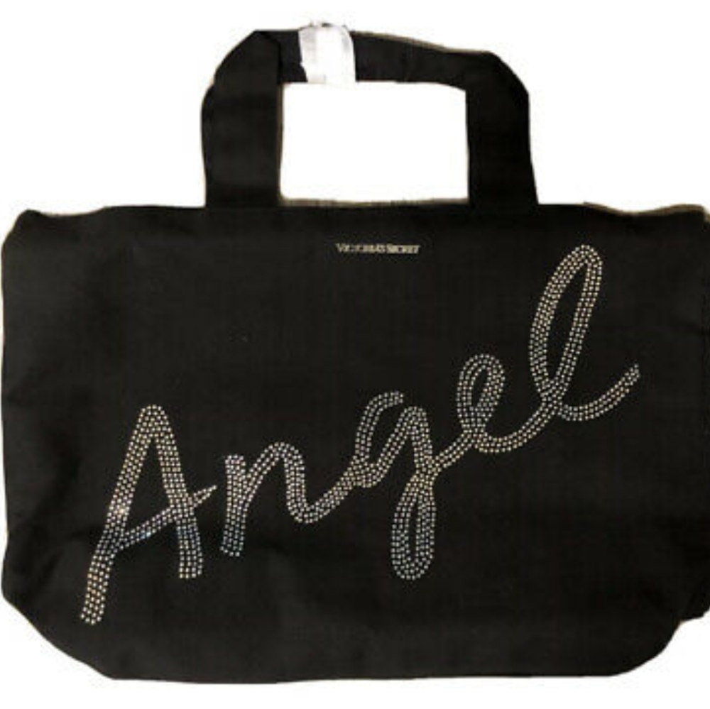 Victoria's Secret Angel XLarge Black Canvas Tote - Picture 2 of 8